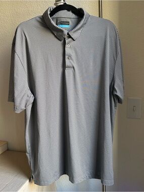 PGA Tour Grey/Black Striped Golf Polo